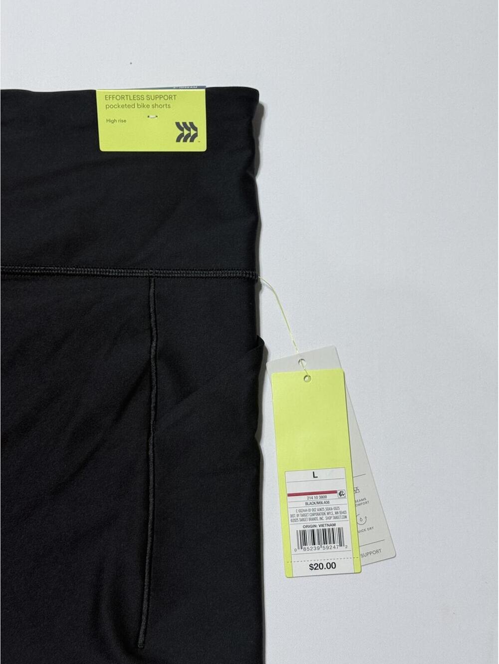 All in Motion Effortless Support High Rise Pocketed Bike Shorts, Size L